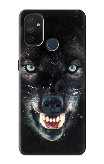 W2823 Black Wolf Blue Eyes Face Hard Case and Leather Flip Case For OnePlus Nord N100