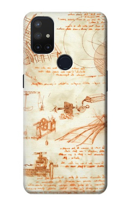 W0566 Technical Drawing Da Vinci Hard Case and Leather Flip Case For OnePlus Nord N10 5G