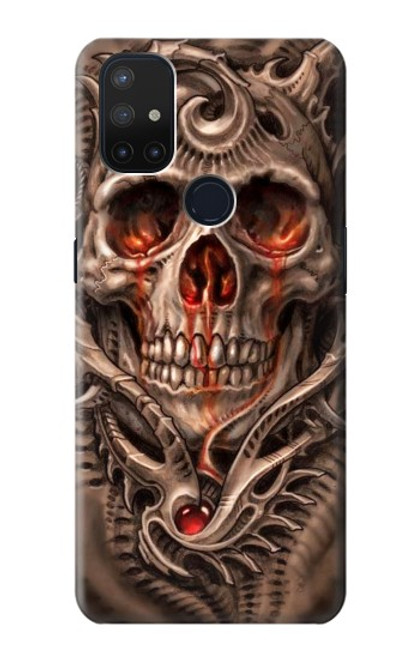 W1675 Skull Blood Tattoo Hard Case and Leather Flip Case For OnePlus Nord N10 5G