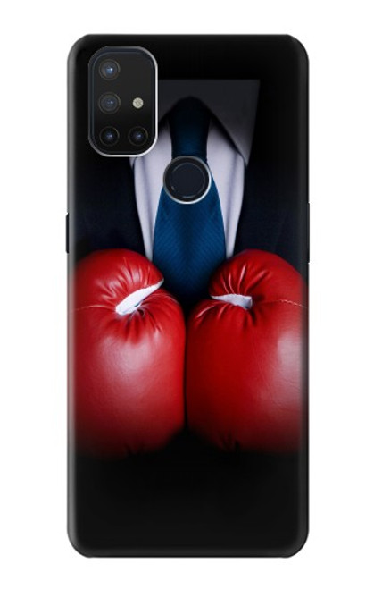 W2261 Businessman Black Suit With Boxing Gloves Hard Case and Leather Flip Case For OnePlus Nord N10 5G