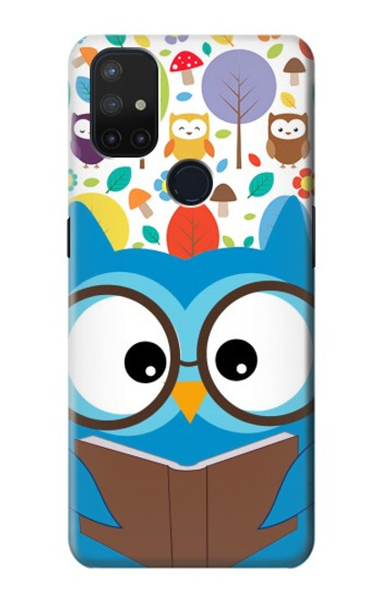 W2521 Cute Nerd Owl Cartoon Hard Case and Leather Flip Case For OnePlus Nord N10 5G