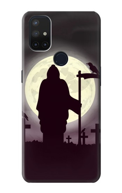 W3262 Grim Reaper Night Moon Cemetery Hard Case and Leather Flip Case For OnePlus Nord N10 5G