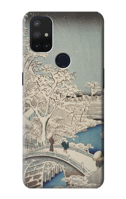 W3350 Utagawa Hiroshige Drum Bridge Yuhi Hill in Meguro Hard Case and Leather Flip Case For OnePlus Nord N10 5G