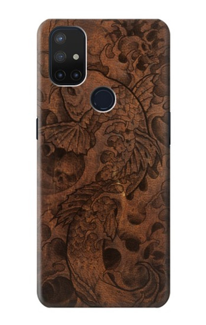 W3405 Fish Tattoo Leather Graphic Print Hard Case and Leather Flip Case For OnePlus Nord N10 5G