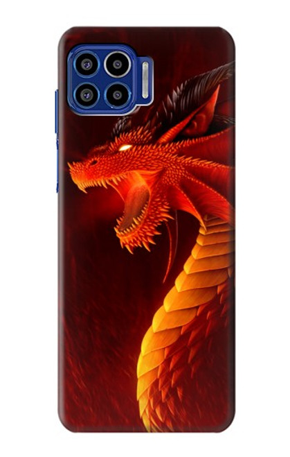 W0526 Red Dragon Hard Case and Leather Flip Case For Motorola One 5G