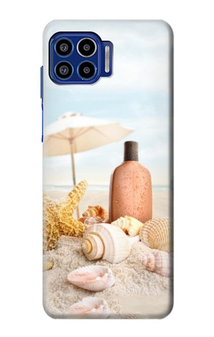 W1425 Seashells on The Beach Hard Case and Leather Flip Case For Motorola One 5G