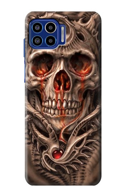 W1675 Skull Blood Tattoo Hard Case and Leather Flip Case For Motorola One 5G