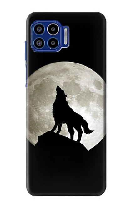 W1981 Wolf Howling at The Moon Hard Case and Leather Flip Case For Motorola One 5G