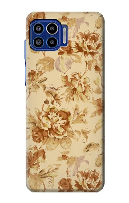 W2180 Flower Floral Vintage Pattern Hard Case and Leather Flip Case For Motorola One 5G