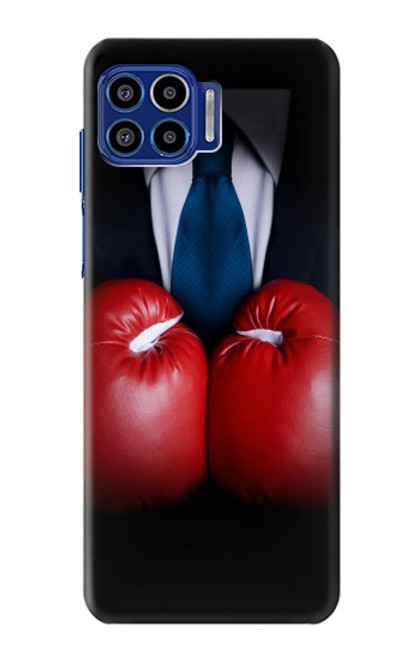 W2261 Businessman Black Suit With Boxing Gloves Hard Case and Leather Flip Case For Motorola One 5G