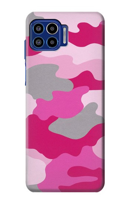 W2525 Pink Camo Camouflage Hard Case and Leather Flip Case For Motorola One 5G