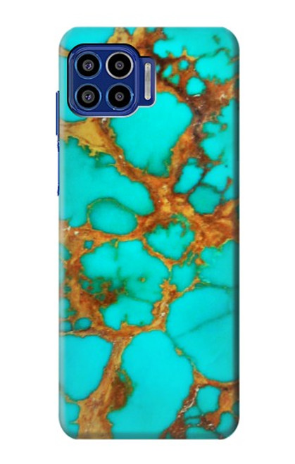 W2688 Aqua Copper Turquoise Gemstone Graphic Hard Case and Leather Flip Case For Motorola One 5G