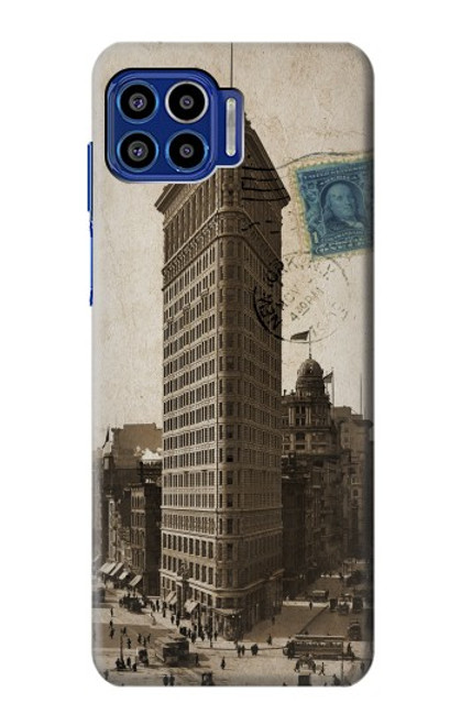 W2832 New York 1903 Flatiron Building Postcard Hard Case and Leather Flip Case For Motorola One 5G