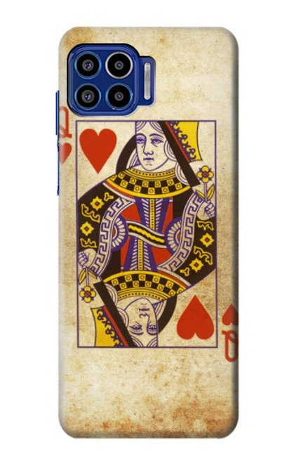 W2833 Poker Card Queen Hearts Hard Case and Leather Flip Case For Motorola One 5G