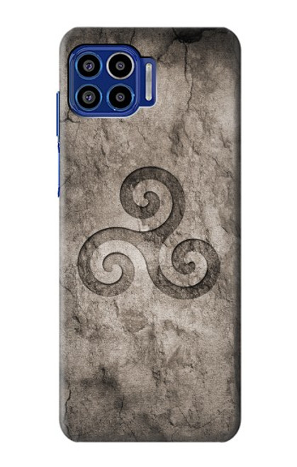 W2892 Triskele Symbol Stone Texture Hard Case and Leather Flip Case For Motorola One 5G