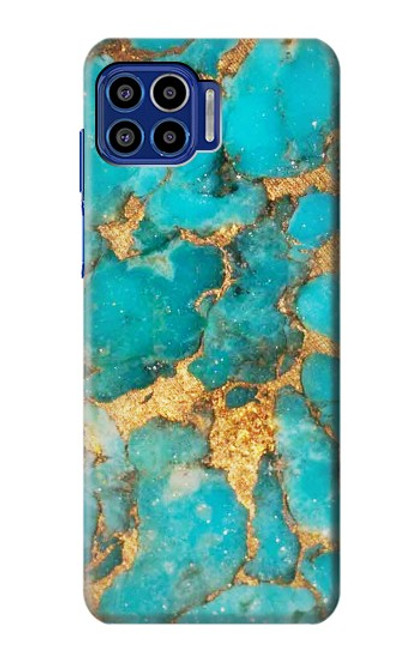 W2906 Aqua Turquoise Stone Hard Case and Leather Flip Case For Motorola One 5G