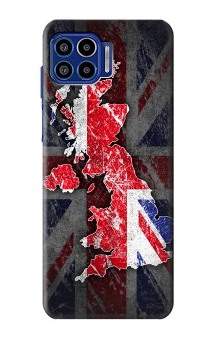 W2936 UK British Flag Map Hard Case and Leather Flip Case For Motorola One 5G