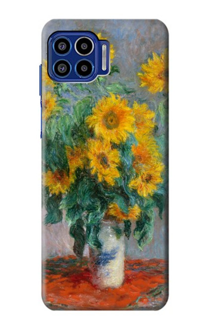 W2937 Claude Monet Bouquet of Sunflowers Hard Case and Leather Flip Case For Motorola One 5G