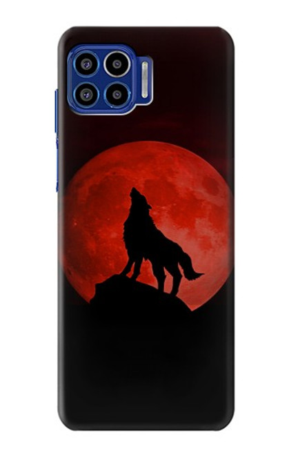 W2955 Wolf Howling Red Moon Hard Case and Leather Flip Case For Motorola One 5G