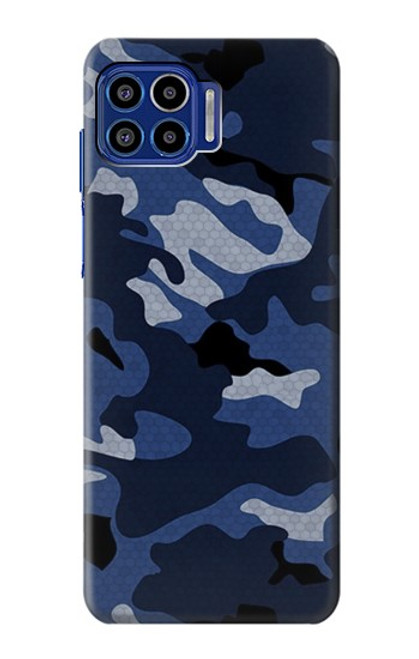 W2959 Navy Blue Camo Camouflage Hard Case and Leather Flip Case For Motorola One 5G