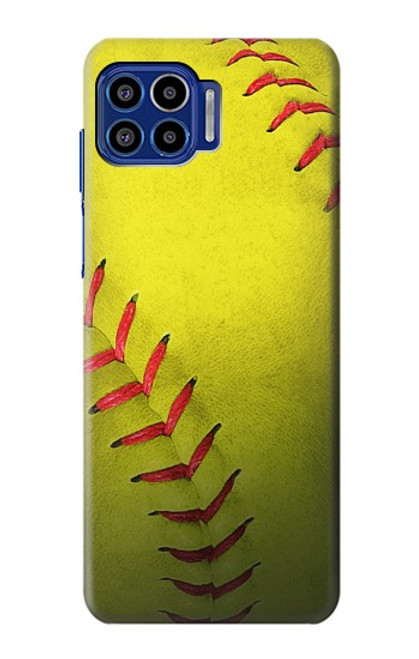 W3031 Yellow Softball Ball Hard Case and Leather Flip Case For Motorola One 5G