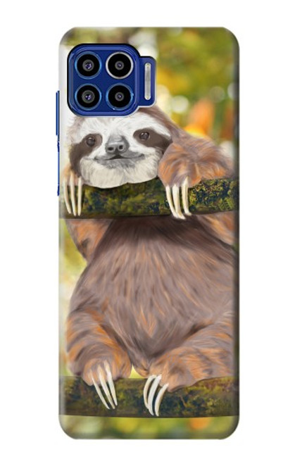 W3138 Cute Baby Sloth Paint Hard Case and Leather Flip Case For Motorola One 5G