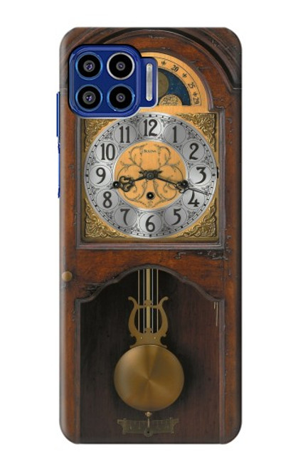 W3173 Grandfather Clock Antique Wall Clock Hard Case and Leather Flip Case For Motorola One 5G