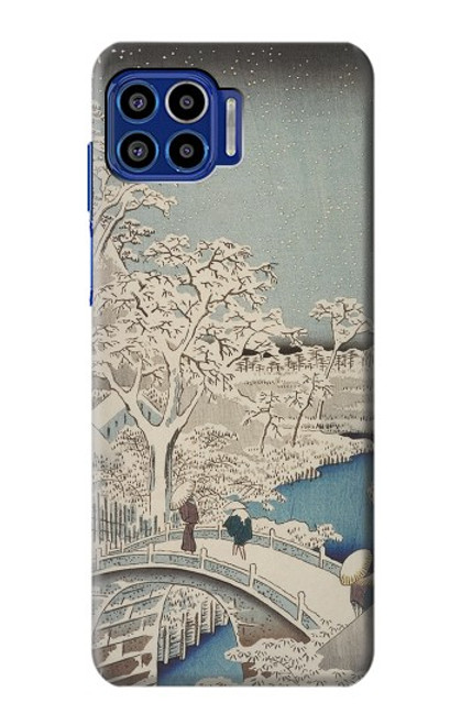 W3350 Utagawa Hiroshige Drum Bridge Yuhi Hill in Meguro Hard Case and Leather Flip Case For Motorola One 5G