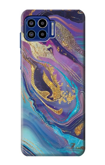 W3676 Colorful Abstract Marble Stone Hard Case and Leather Flip Case For Motorola One 5G
