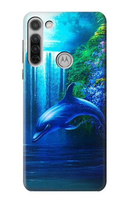 W0385 Dolphin Hard Case and Leather Flip Case For Motorola Moto G8