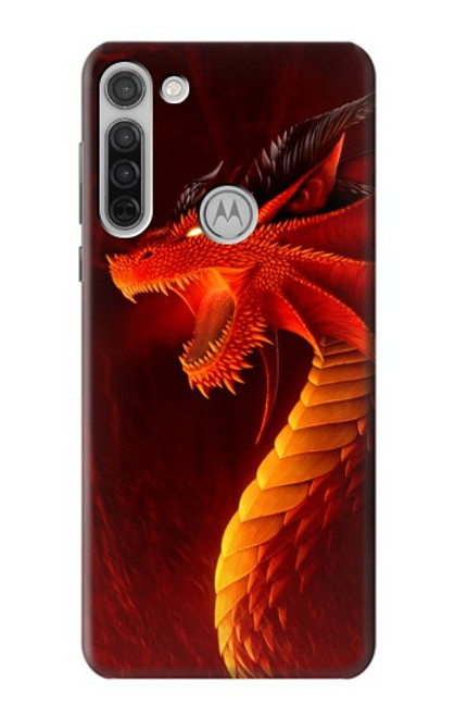 W0526 Red Dragon Hard Case and Leather Flip Case For Motorola Moto G8