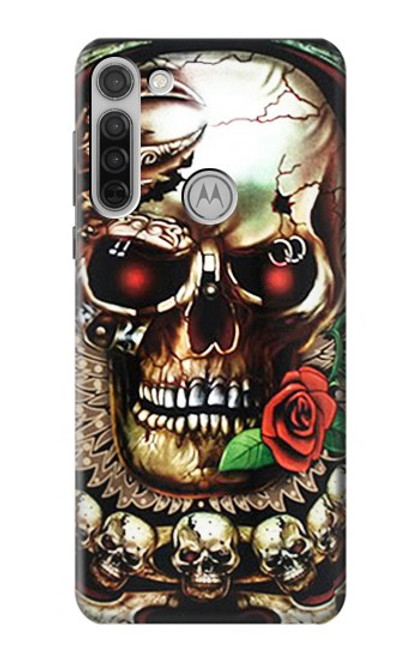 W0753 Skull Wing Rose Punk Hard Case and Leather Flip Case For Motorola Moto G8