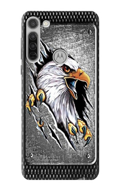 W0855 Eagle Metal Hard Case and Leather Flip Case For Motorola Moto G8