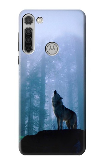 W0935 Wolf Howling in Forest Hard Case and Leather Flip Case For Motorola Moto G8