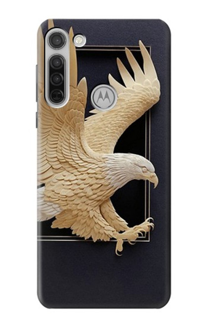 W1383 Paper Sculpture Eagle Hard Case and Leather Flip Case For Motorola Moto G8