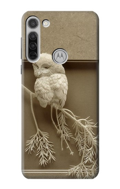 W1386 Paper Sculpture Owl Hard Case and Leather Flip Case For Motorola Moto G8