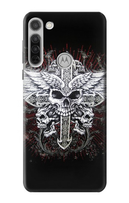 W1434 Skull Wing Tattoo Biker Hard Case and Leather Flip Case For Motorola Moto G8