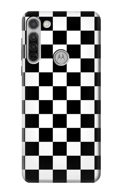 W1611 Black and White Check Chess Board Hard Case and Leather Flip Case For Motorola Moto G8