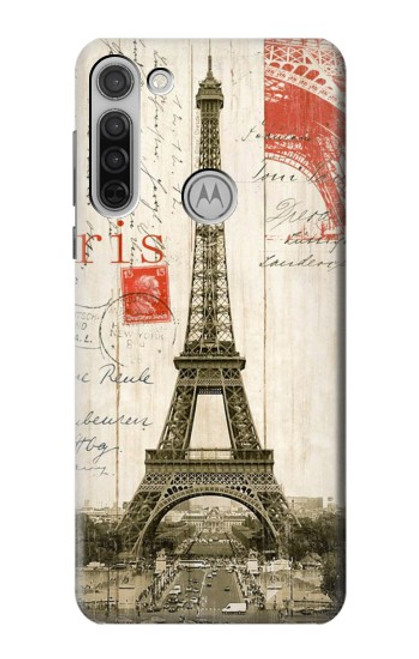 W2108 Eiffel Tower Paris Postcard Hard Case and Leather Flip Case For Motorola Moto G8