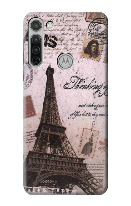 W2211 Paris Postcard Eiffel Tower Hard Case and Leather Flip Case For Motorola Moto G8