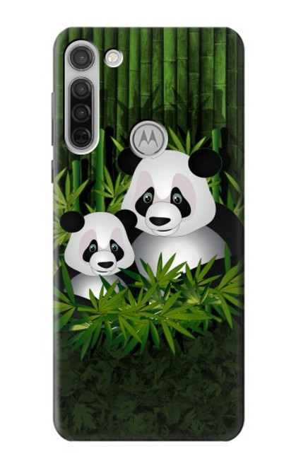 W2441 Panda Family Bamboo Forest Hard Case and Leather Flip Case For Motorola Moto G8