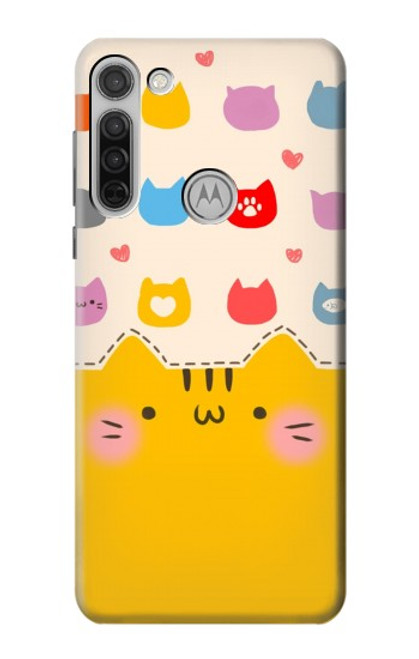 W2442 Cute Cat Cartoon Funny Hard Case and Leather Flip Case For Motorola Moto G8