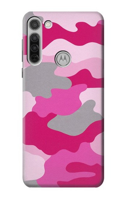 W2525 Pink Camo Camouflage Hard Case and Leather Flip Case For Motorola Moto G8