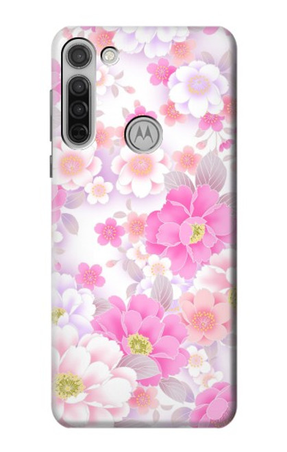 W3036 Pink Sweet Flower Flora Hard Case and Leather Flip Case For Motorola Moto G8