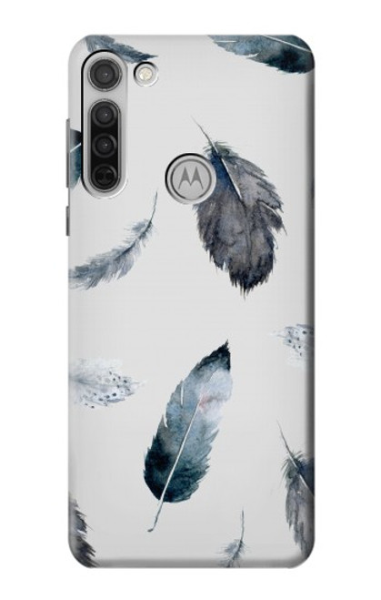 W3085 Feather Paint Pattern Hard Case and Leather Flip Case For Motorola Moto G8