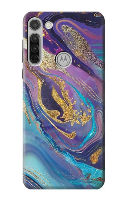 W3676 Colorful Abstract Marble Stone Hard Case and Leather Flip Case For Motorola Moto G8