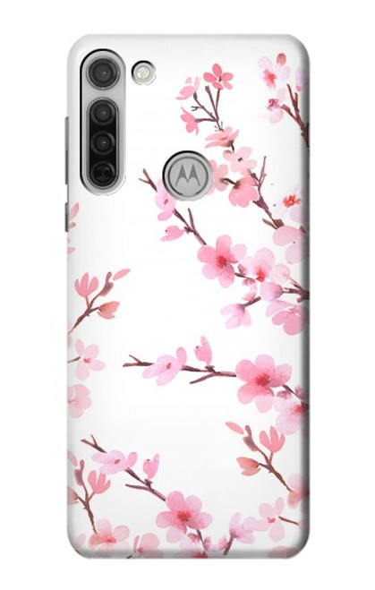 W3707 Pink Cherry Blossom Spring Flower Hard Case and Leather Flip Case For Motorola Moto G8