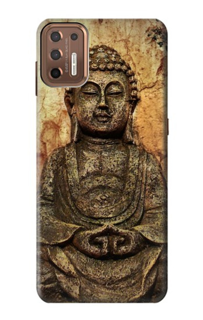 W0344 Buddha Rock Carving Hard Case and Leather Flip Case For Motorola Moto G9 Plus