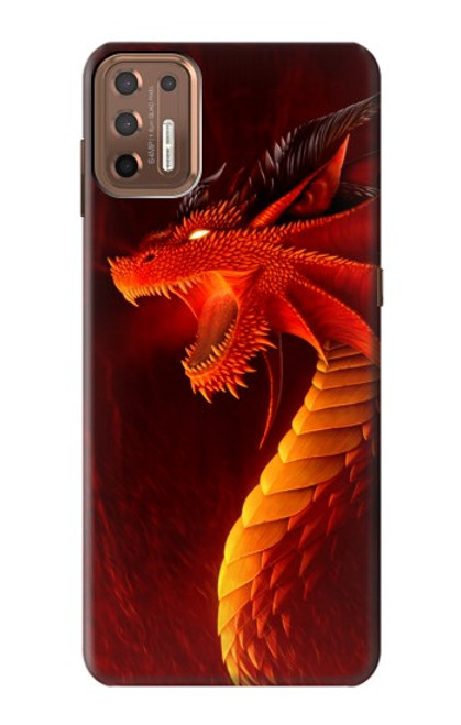 W0526 Red Dragon Hard Case and Leather Flip Case For Motorola Moto G9 Plus