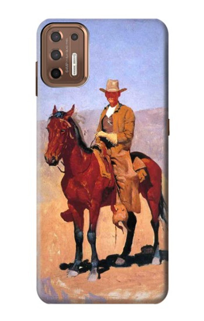 W0772 Cowboy Western Hard Case and Leather Flip Case For Motorola Moto G9 Plus